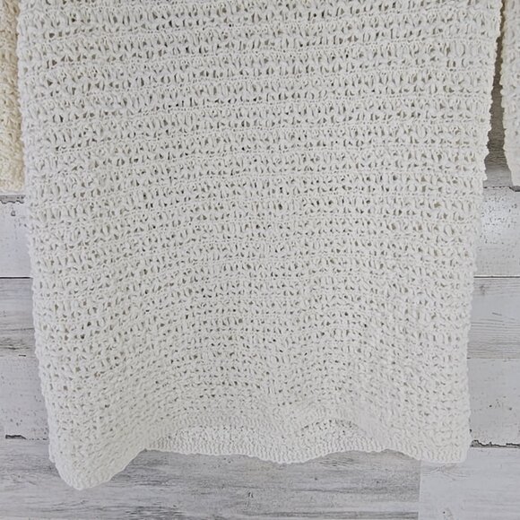 J JILL WHITE OPEN KNIT SIDE BUTTON SWEATER WOMEN'S SIZE MEDIUM 3/4 SLEEVE *EUC*. - Picture 11 of 16